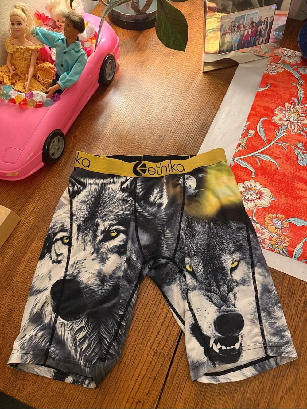 ethika Yellow & Black Wolf Graphic Boxer Briefs